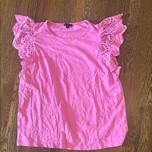 J. Crew pink ruffle sleeve top